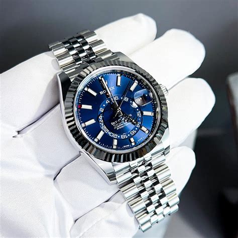 rolex sky dweller blue face replica|rolex sky dweller blue price.